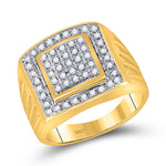 10kt Yellow Gold Mens Round Diamond Square Cluster Ring 1/2 Cttw