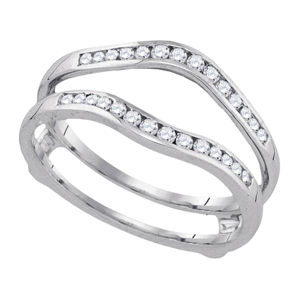 14k White Gold Womens Round Diamond Wedding Bridal Enhancer Band Wrap 1 Cttw