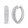 10kt White Gold Womens Round Diamond Hoop Earrings 1 Cttw