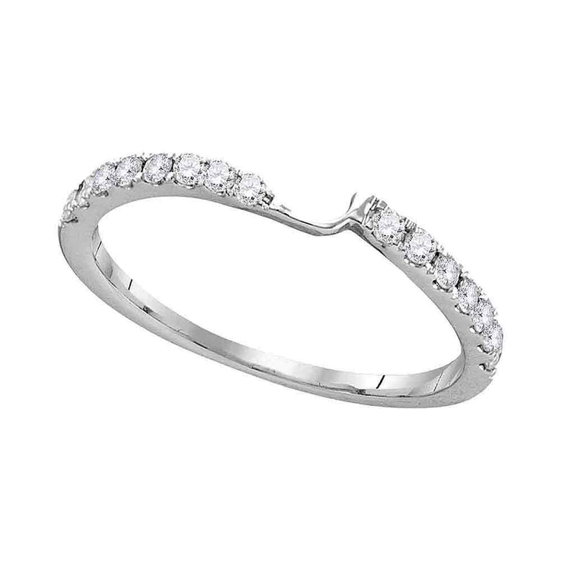 14kt White Gold Womens Round Diamond 2-stone Wedding Band 1/4 Cttw