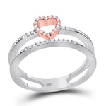 10kt Two-tone White Gold Womens Round Diamond Split-shank Heart Ring 1/10 Cttw