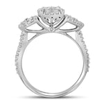 10kt White Gold Round Diamond Triple Cluster Bridal Wedding Engagement Ring 1 Cttw