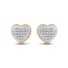 10kt Yellow Gold Womens Round Diamond Heart Cluster Earrings 1/6 Cttw