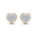 10kt Yellow Gold Womens Round Diamond Heart Cluster Earrings 1/6 Cttw