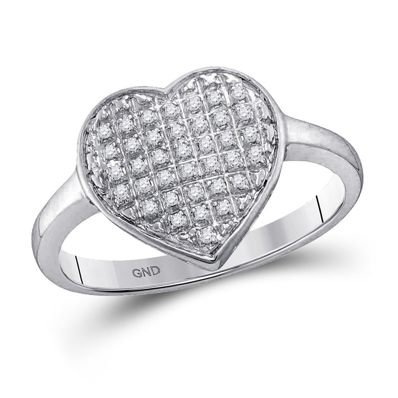 10kt White Gold Womens Round Diamond Heart Cluster Ring 1/4 Cttw