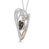 10kt Two-tone Gold Womens Round Brown Diamond Heart Pendant 1/8 Cttw