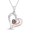 10kt Two-tone Gold Womens Round Brown Diamond Heart Pendant 1/8 Cttw