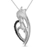 10kt White Gold Womens Round Black Color Enhanced Diamond Dolphin Heart Pendant 1/8 Cttw