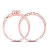 10kt Rose Gold Round Diamond 2-Stone Bridal Wedding Ring Band Set 1/2 Cttw