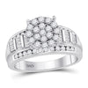 10kt White Gold Round Diamond Cluster Bridal Wedding Engagement Ring 1 Cttw