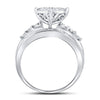 10kt White Gold Round Diamond Heart Cluster Bridal Wedding Engagement Ring 1 Cttw