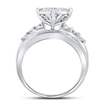 10kt White Gold Round Diamond Heart Cluster Bridal Wedding Engagement Ring 1 Cttw