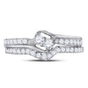 10kt White Gold Round Diamond 2-stone Bridal Wedding Ring Band Set 1/2 Cttw