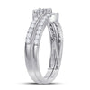 10kt White Gold Round Diamond 2-stone Bridal Wedding Ring Band Set 1/2 Cttw