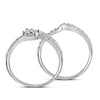 10kt White Gold Round Diamond 2-stone Bridal Wedding Ring Band Set 1/2 Cttw