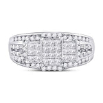 10kt White Gold Womens Princess Diamond Triple Cluster Ring 1 Cttw