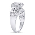 10kt White Gold Womens Princess Diamond Triple Cluster Ring 1 Cttw