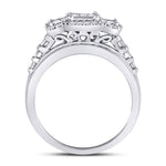 10kt White Gold Womens Princess Diamond Triple Cluster Ring 1 Cttw