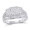 10kt White Gold Womens Princess Diamond Triple Cluster Ring 1 Cttw