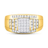 10kt Yellow Gold Womens Princess Diamond Cluster Ring 1 Cttw