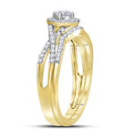 10kt Yellow Gold Round Diamond Twist Bridal Wedding Ring Band Set 1/2 Cttw