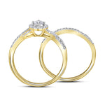 10kt Yellow Gold Round Diamond Twist Bridal Wedding Ring Band Set 1/2 Cttw