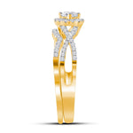 10kt Yellow Gold Round Diamond Twist Bridal Wedding Ring Band Set 1/2 Cttw