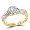 10kt Yellow Gold Round Diamond Twist Bridal Wedding Ring Band Set 1/2 Cttw