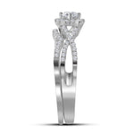 10kt White Gold Round Diamond Twist Bridal Wedding Ring Band Set 1/2 Cttw