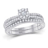 10kt White Gold Round Diamond Bridal Wedding Ring Band Set 1/2 Cttw