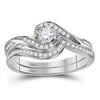 10kt White Gold Round Diamond Bridal Wedding Ring Band Set 1/3 Cttw