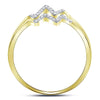 10kt Yellow Gold Womens Round Diamond Double Heartbeat Ring 1/5 Cttw