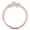 10kt Rose Gold Womens Round Diamond Double Heartbeat Ring 1/5 Cttw