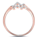 10kt Rose Gold Womens Round Diamond Double Heartbeat Ring 1/5 Cttw