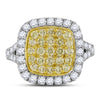 14kt Yellow Gold Womens Round Natural Yellow Diamond Cluster Ring 1-3/4 Cttw