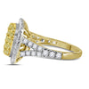 14kt Yellow Gold Womens Round Natural Yellow Diamond Cluster Ring 1-3/4 Cttw