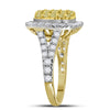 14kt Yellow Gold Womens Round Natural Yellow Diamond Cluster Ring 1-3/4 Cttw