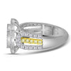 14kt White Gold Womens Round Canary Yellow Diamond Square Cluster Ring 1-3/4 Cttw