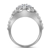 10kt White Gold Mens Round Diamond Scalloped Cluster Ring 1 Cttw