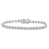 Sterling Silver Womens Round Diamond Heart Tennis Bracelet 1 Cttw