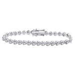 Sterling Silver Womens Round Diamond Heart Tennis Bracelet 1 Cttw