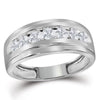 10kt White Gold Mens Round Diamond Wedding Channel-Set Band Ring 3/4 Cttw