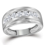 10kt White Gold Mens Round Diamond Wedding Channel-Set Band Ring 1 Cttw