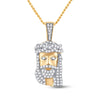 10kt Yellow Gold Mens Round Diamond Jesus Face Charm Pendant 1/3 Cttw