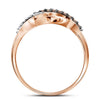 10kt Rose Gold Womens Round Brown Diamond Crossover Band Ring 1/2 Cttw