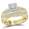 10kt Yellow Gold His Hers Round Diamond Solitaire Matching Wedding Set 1/2 Cttw