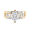 10kt Yellow Gold Round Diamond Oval Cluster Bridal Wedding Engagement Ring 1/2 Cttw