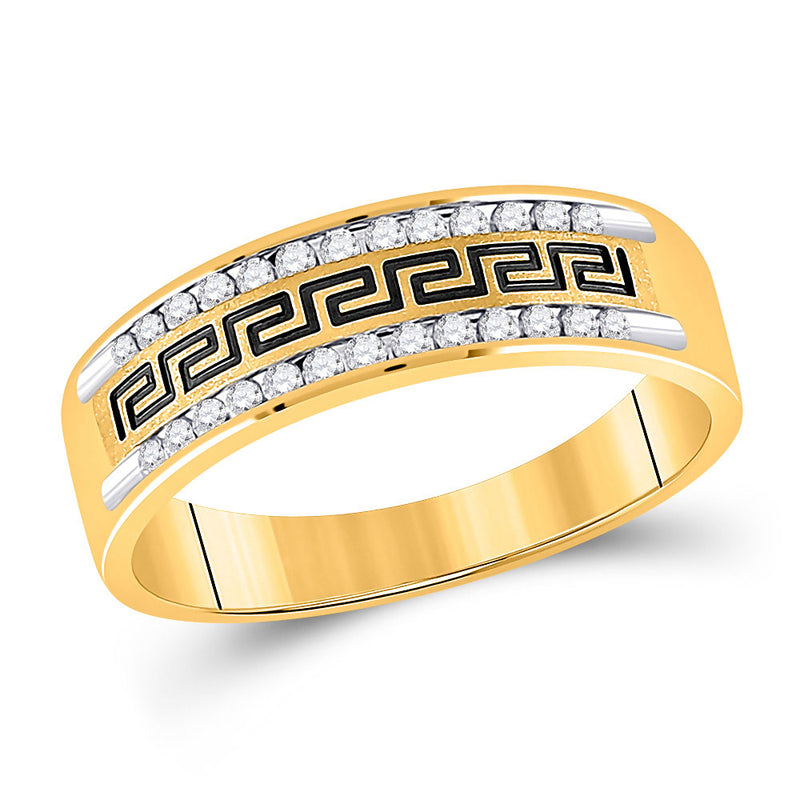 14kt Yellow Gold Mens Round Diamond Grecco Wedding Band Ring 1/4 Cttw