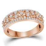 10kt Rose Gold Womens Round Diamond Roped Woven Band Ring 1/2 Cttw