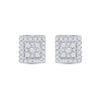 10kt White Gold Womens Round Diamond Square Cluster Stud Earrings 1/2 Cttw